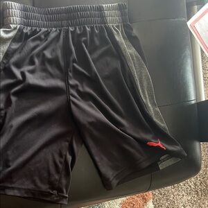 Puma Black and Gray Athletic Shorts with Elastic Waistband